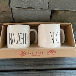 Rae Dunn Naughty and Nice mug set